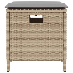 Ensemble à manger de jardin avec coussins 5pcs Beige poly rotin 