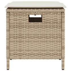 Ensemble à manger de jardin avec coussins 5pcs Beige poly rotin 