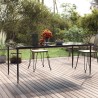 Table à dîner de jardin Noir 200x100x74cm Acier et verre trempé 