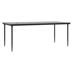 Table à dîner de jardin Noir 200x100x74cm Acier et verre trempé 