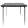 Table à dîner de jardin Noir 200x100x74cm Acier et verre trempé 