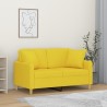 Canapé 2 places avec oreillers jaune clair 120 cm tissu 
