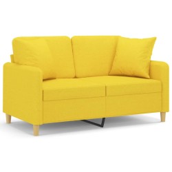 Canapé 2 places avec oreillers jaune clair 120 cm tissu 