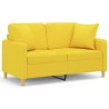 Canapé 2 places avec oreillers jaune clair 120 cm tissu 
