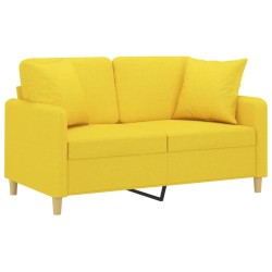 Canapé 2 places avec oreillers jaune clair 120 cm tissu 