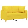 Canapé 2 places avec oreillers jaune clair 120 cm tissu 