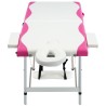 Table de massage pliable 2 zones Aluminium Blanc et rose 
