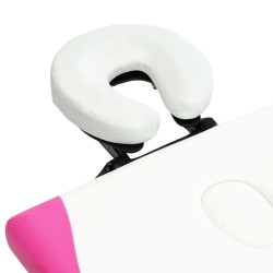 Table de massage pliable 2 zones Aluminium Blanc et rose 