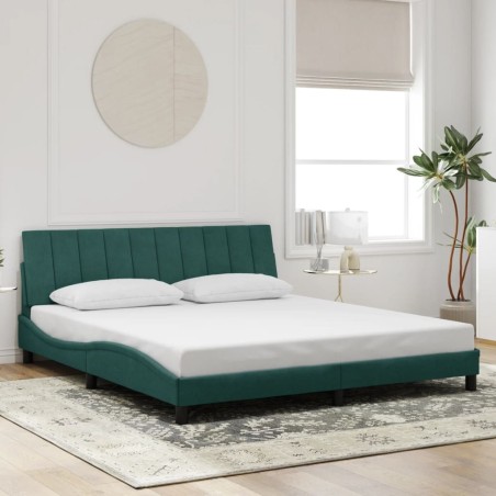 Cadre de lit sans matelas vert foncé 180x200 cm velours 