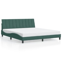 Cadre de lit sans matelas vert foncé 180x200 cm velours 