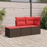 Salon de jardin avec coussins 3 pcs marron résine tressée 