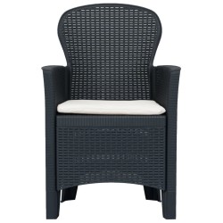 Ensemble de bistro 3 pcs Plastique Anthracite Aspect de rotin 