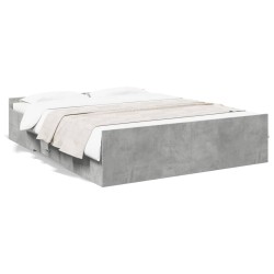 Cadre de lit avec tiroirs sans matelas gris béton 150x200 cm 