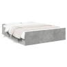 Cadre de lit avec tiroirs sans matelas gris béton 150x200 cm 