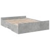 Cadre de lit avec tiroirs sans matelas gris béton 150x200 cm 