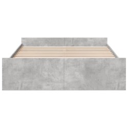 Cadre de lit avec tiroirs sans matelas gris béton 150x200 cm 