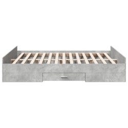 Cadre de lit avec tiroirs sans matelas gris béton 150x200 cm 