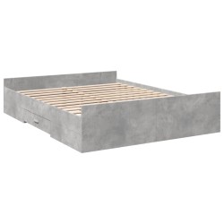 Cadre de lit avec tiroirs sans matelas gris béton 150x200 cm 