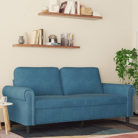 Canapé à 2 places Bleu 140 cm Velours 