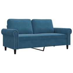 Canapé à 2 places Bleu 140 cm Velours 