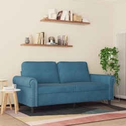 Canapé à 2 places Bleu 140 cm Velours 
