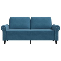 Canapé à 2 places Bleu 140 cm Velours 