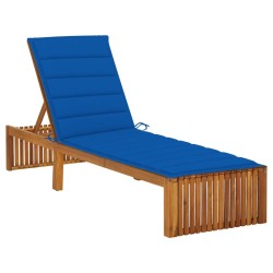 Chaise longue avec coussin Bois d'acacia solide 