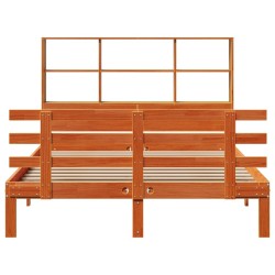 Lit bibliothèque sans matelas cire marron 120x200 cm pin massif 