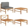 Salon de jardin 2 pcs avec coussins gris foncé Bois de teck 