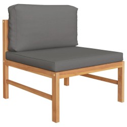 Salon de jardin 2 pcs avec coussins gris foncé Bois de teck 