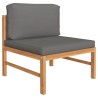 Salon de jardin 2 pcs avec coussins gris foncé Bois de teck 