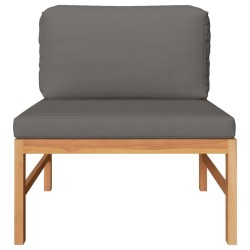 Salon de jardin 2 pcs avec coussins gris foncé Bois de teck 