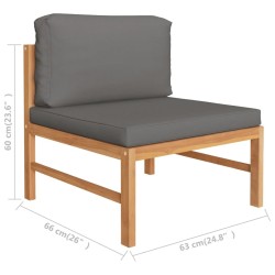 Salon de jardin 2 pcs avec coussins gris foncé Bois de teck 
