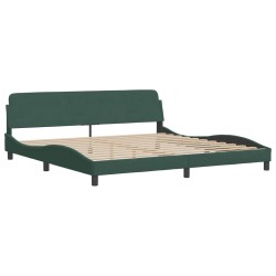 Cadre de lit sans matelas vert foncé 200x200 cm velours 