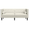 Canapé Chesterfield avec traversins 2 places crème velours 