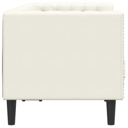 Canapé Chesterfield avec traversins 2 places crème velours 