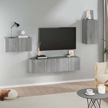 Ensemble de meubles TV 4 pcs Sonoma gris Bois d'ingénierie 