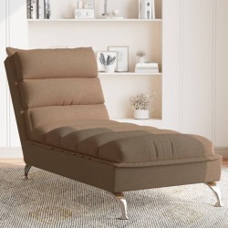 Chaise longue avec coussins marron tissu 