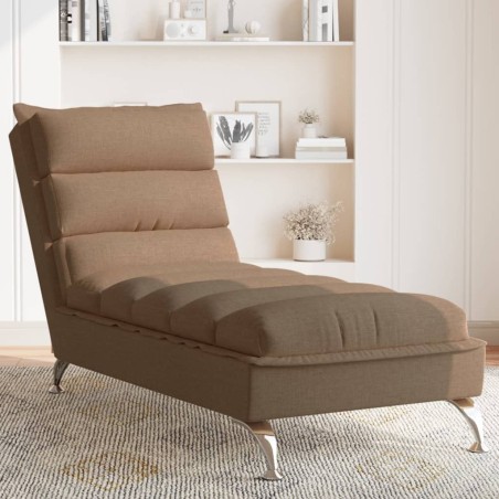 Chaise longue avec coussins marron tissu 