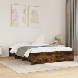 Cadre de lit sans matelas chêne fumé 150x200 cm bois ingénierie 