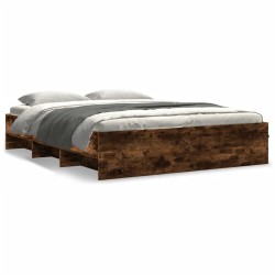 Cadre de lit sans matelas chêne fumé 150x200 cm bois ingénierie 