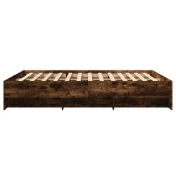 Cadre de lit sans matelas chêne fumé 150x200 cm bois ingénierie 