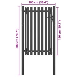 Portail de clôture de jardin Acier 1x2 m Anthracite 