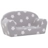 Canapé enfants 2 places gris clair avec étoiles peluche douce 