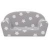 Canapé enfants 2 places gris clair avec étoiles peluche douce 