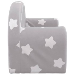 Canapé enfants 2 places gris clair avec étoiles peluche douce 