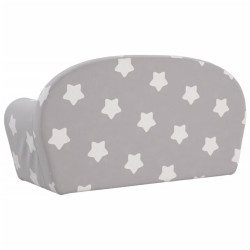 Canapé enfants 2 places gris clair avec étoiles peluche douce 