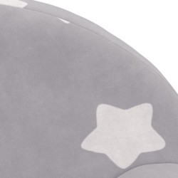 Canapé enfants 2 places gris clair avec étoiles peluche douce 