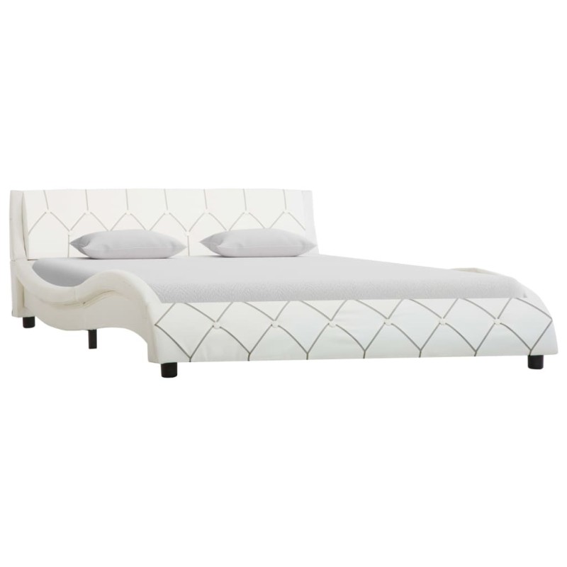 Cadre de lit sans matelas blanc similicuir 140x200 cm Cadre de lit sans matelas blanc similicuir 140x200 cm