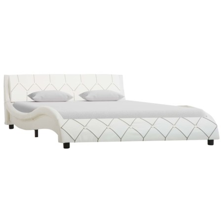 Cadre de lit sans matelas blanc similicuir 140x200 cm 